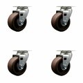 Service Caster 4'' High Temp Glass Filled Nylon Wheel Swivel Caster Set with Bronze Bearings, 4PK SCC-20S420-GFNBZHT-4